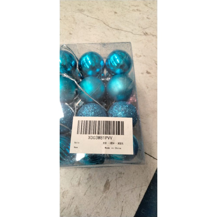 Emopeak 24Pcs Christmas Balls Ornaments for Xmas Christmas Tree - 4 Style Shatterproof Christmas Tree Decorations Hanging Ball for Holiday Wedding Party Decoration (Lake Blue, 1.3"/3.2CM)
