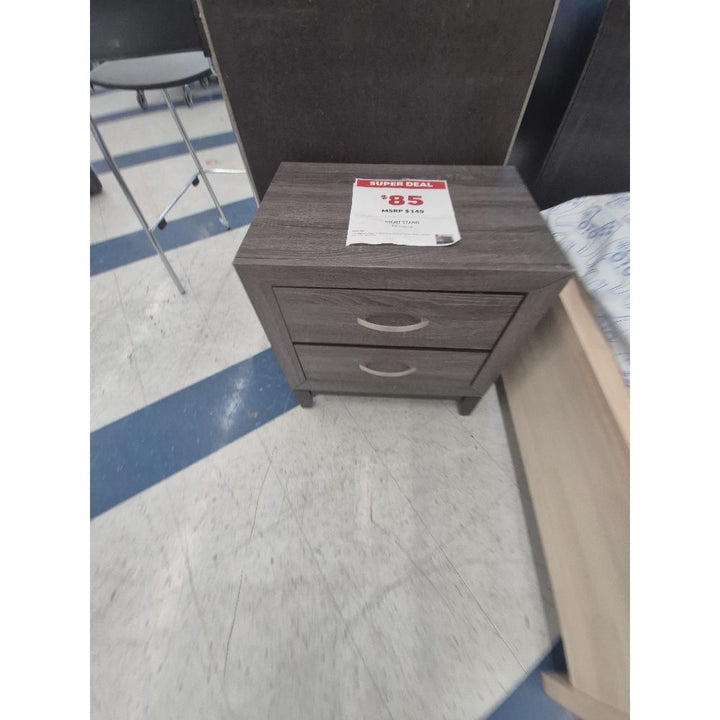 Walmart Night Stand - 2 Drawers, Gray Wood Grain Finish. Retail 149.00