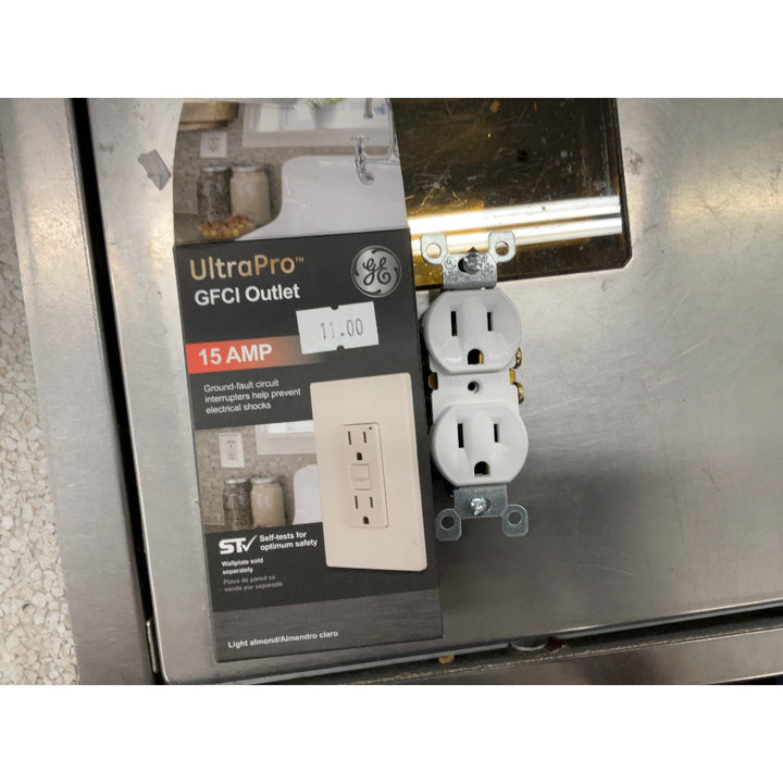 UltraPro GFCI Outlet - 15 AMP, Ground-Fault Circuit Interrupter, Light Almond