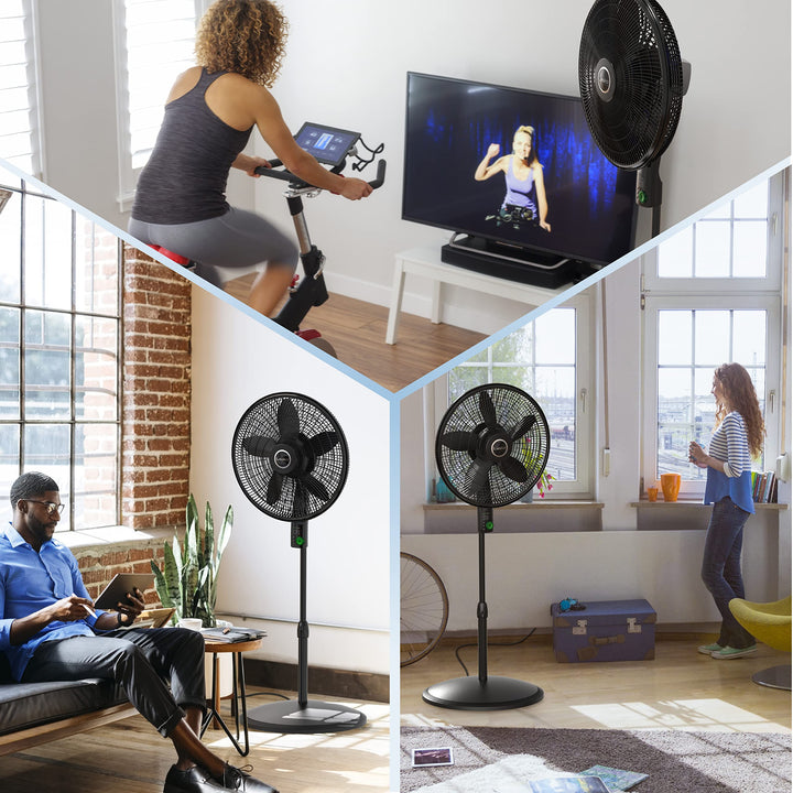 Lasko Oscillating 18-inch EcoQuiet DC Motor 12-Speed Pedestal Fan with Remote Control, Black, S18708, Large