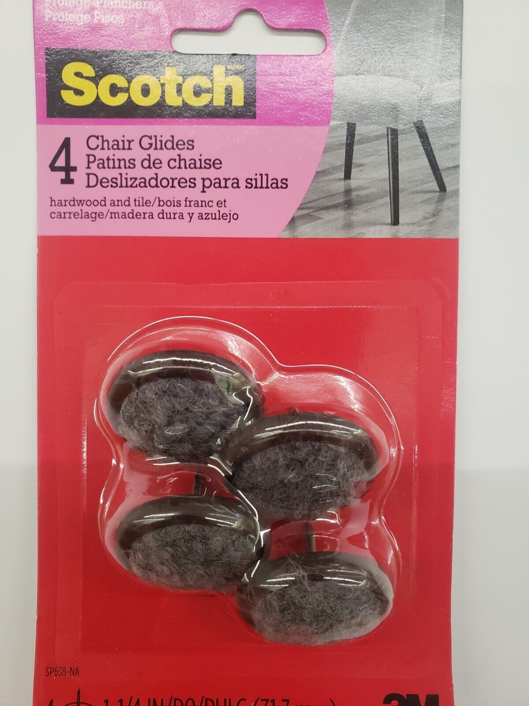 Scotch Nail-in Felt Chair Glides for Hard Floors 4 per Pack New
