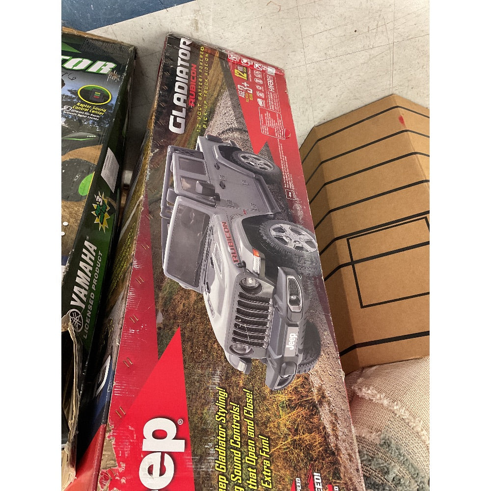 Hyper Jeep Gladiator 12V Kids Ride On Car, 2 Seater with Real Doors & Sound Controls, for Children Aged 3 and Up (Gray)