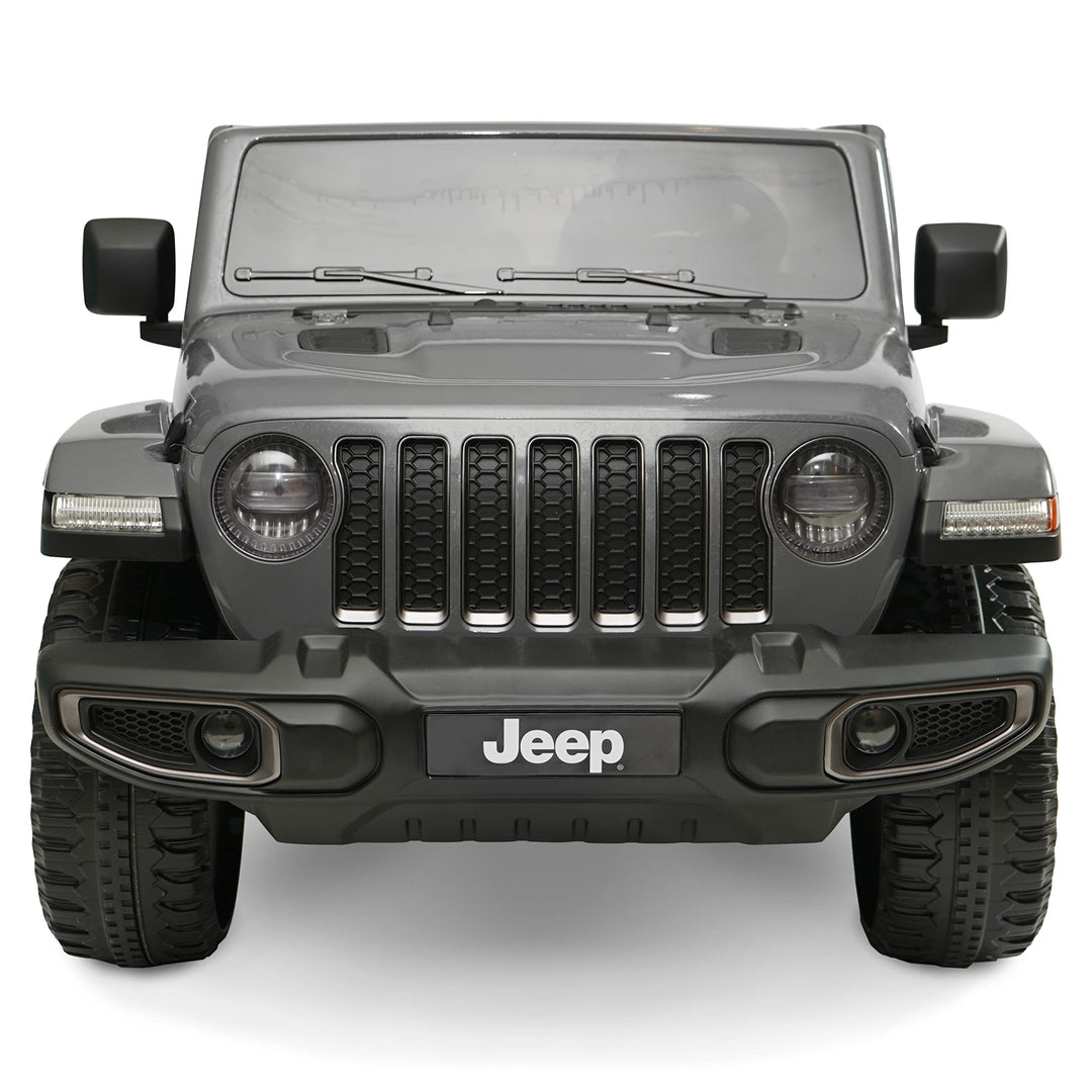 Hyper Jeep Gladiator 12V Kids Ride On Car, 2 Seater with Real Doors & Sound Controls, for Children Aged 3 and Up (Gray)