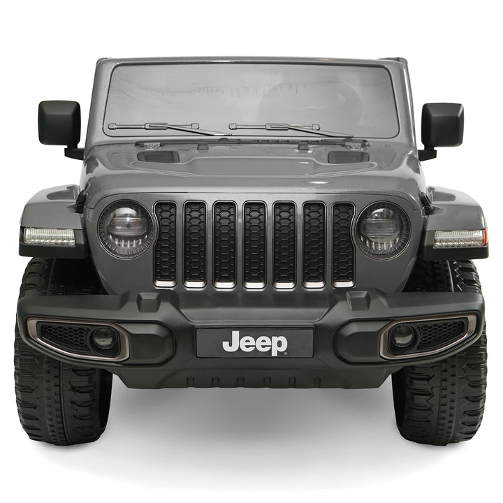 Hyper Jeep Gladiator 12V Kids Ride On Car, 2 Seater with Real Doors & Sound Controls, for Children Aged 3 and Up (Gray)