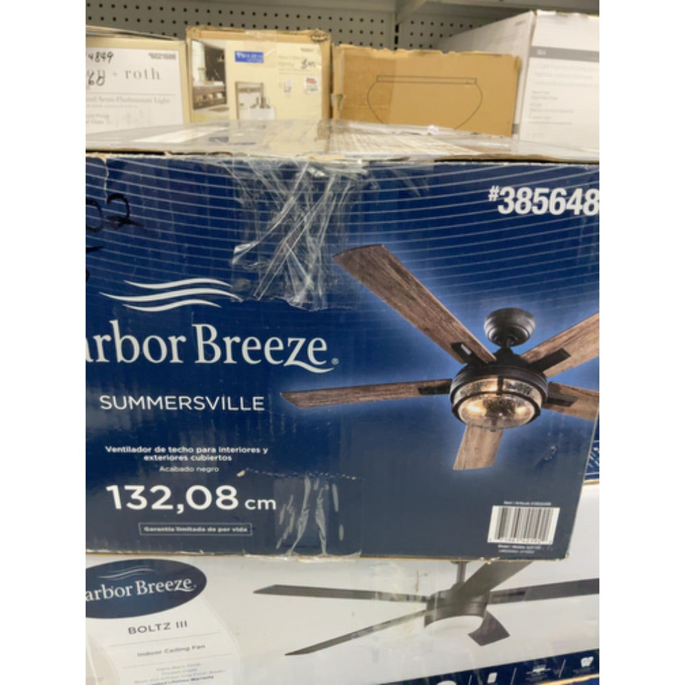 Harbor Breeze Summersville 52In Black Ceiling Fan- Cracked CANOPY, 3856486