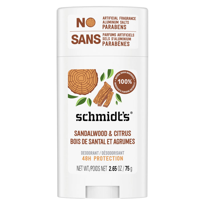 Schmidt's Aluminum-Free Vegan Deodorant Sandalwood & Citrus for Women and Men, with 24 Hour Odor Protection, Natural Ingredients, Cruelty-Free, 2.65 oz Retail $8.00