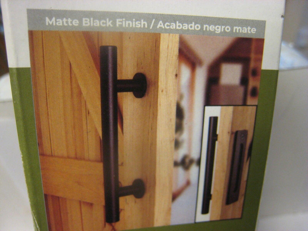 RELIABILT Pull & Flush Barn Door Handleset #3614945 Matte Black 11.5" Long