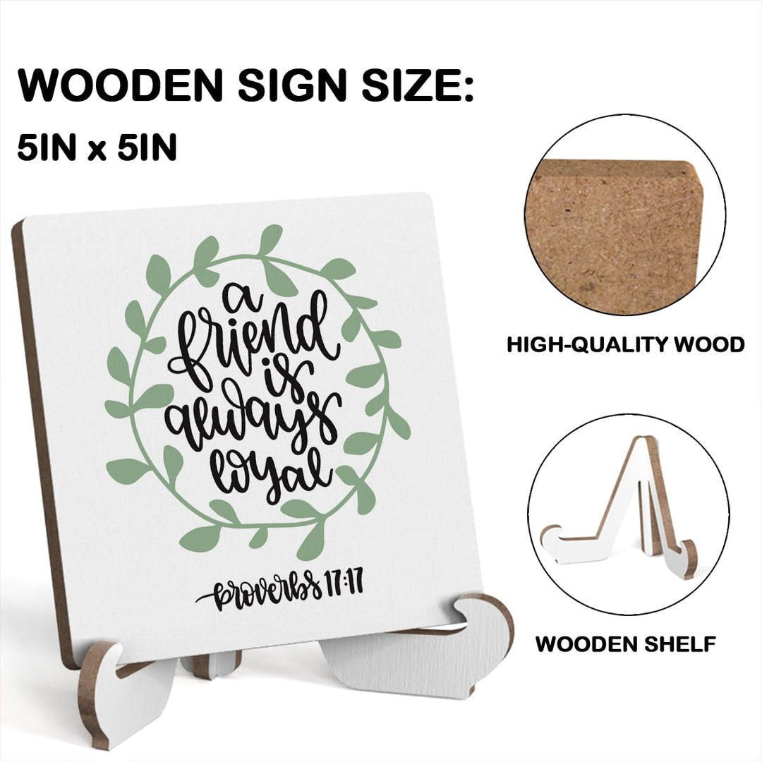Bible Verse Table Desk Decor Inspirational Rustic Christian Wood Sign Plaque with Wooden Stand, Motivational Religious Positive Vintage Decor for Tabletop Desktop Shelf Shelves Countertop Foyer Table