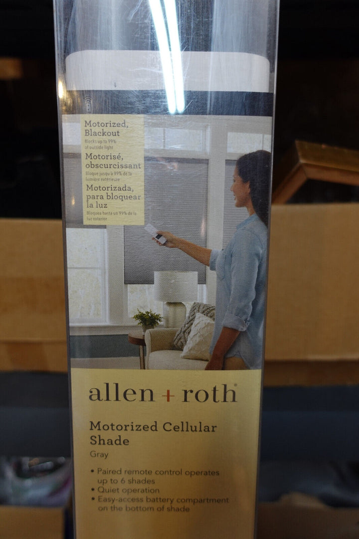 Allen + Roth 35-in X 72-in Motorized Cellular Shade, Gray
