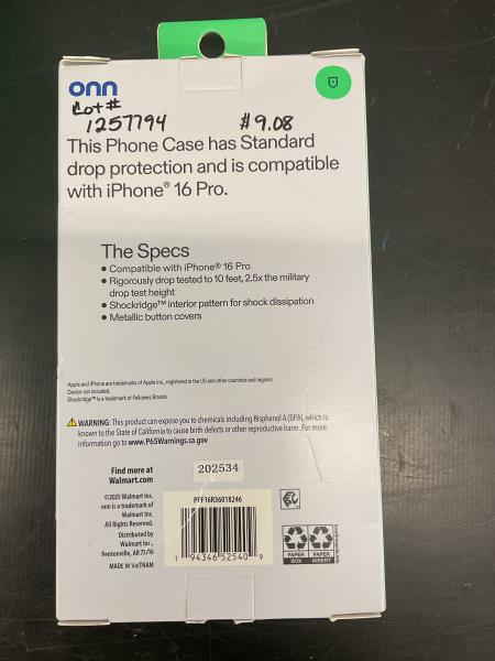 Onn. IPhone 16 pro pink floral phone case 10’ drop protection Retail $12.98