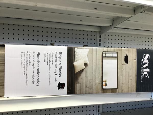Style Selections Shiplap Planks - Weathered Grey Finish, Easy to Install, Real Wood Style Retail $30.00