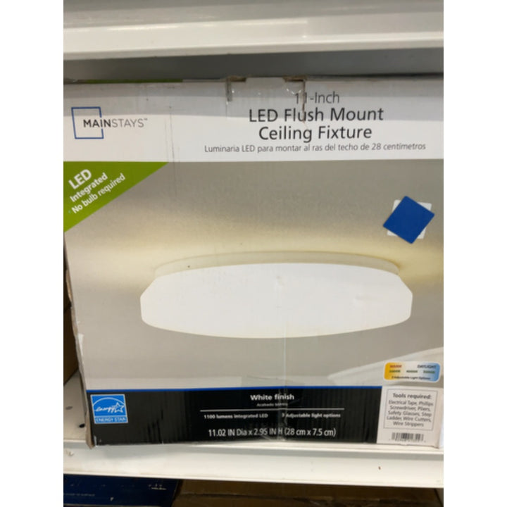 Mainstays 11in 1100lm White Slim Integrated LED Flush Mount Lights 3 Selectable CCT