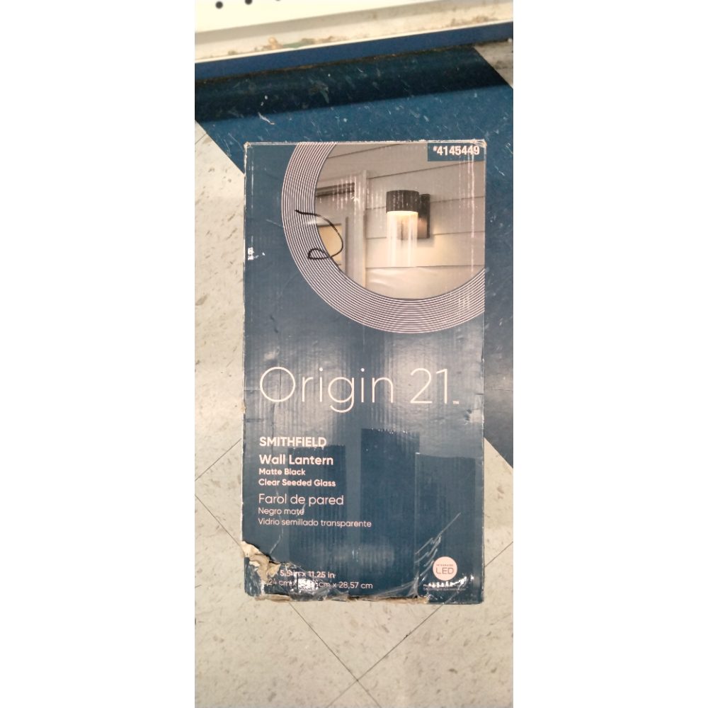 Origin 21 Smithfield LED Wall Lantern Matte Black Finish Clear Seeded Glass