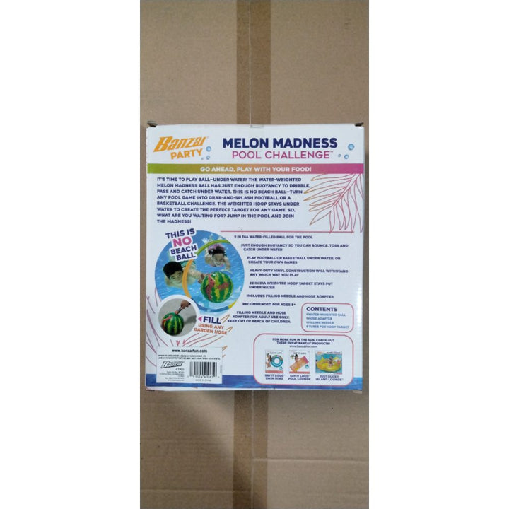 Banzai Melon Madness Inflatable Water-Filled Pool Game Ball  Ages 8 & up  Unisex Retail $21.00