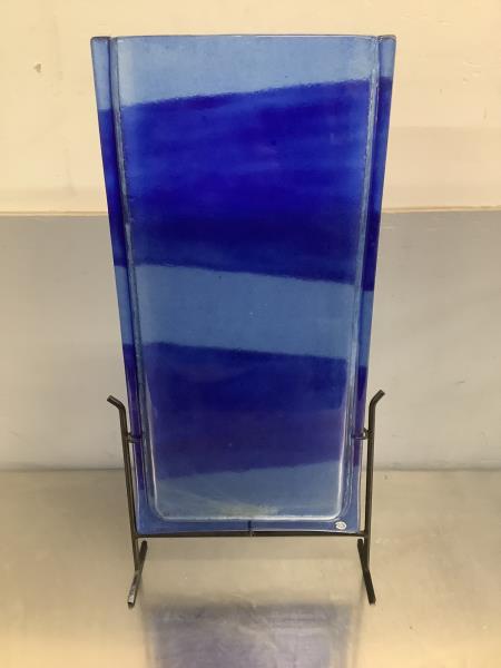 Abstract Blue Glass Vase with Stand Retail $75.00