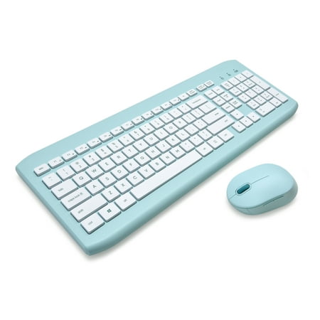 Onn. Wireless Keyboard and Compact Mouse with Dual-Connectivity  2.4 GHz Wireless USB Receiver  Blue
