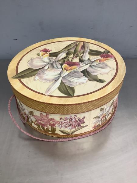 Tina Higgins Floral Orchid Round Keepsake Box Retail $5.99