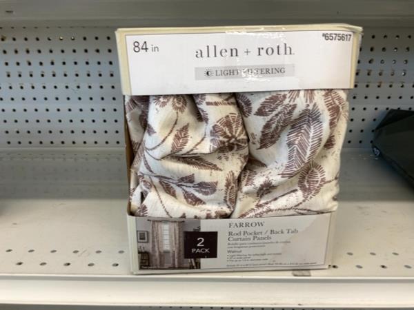 Allen + Roth Farrow Curtain Panels - 84 in, Rod Pocket/Back Tab, Walnut, 2 Pack Retail $45.00