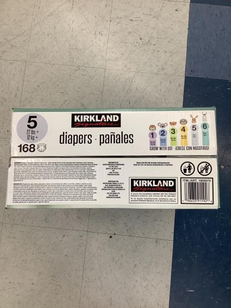 Kirkland Diapers Size 5 168 Count 27 Lbs+ Disposable Baby Wetness Indicator Retail $69.99