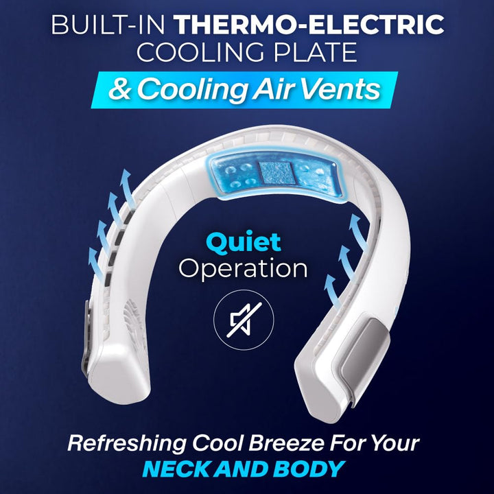 Arctic Air Freedom Touch Personal Neck Fan, 3-Speed Rechargeable Cooling Device, Long-lasting, Lightweight Portable Neck Cooler, Flexible Band & Thermo-Electric Cooling Plate for Hot Weather