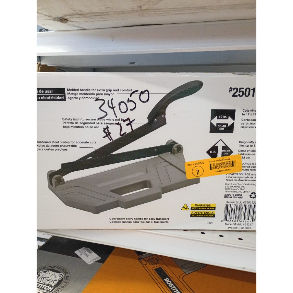 NEW Vinyl Composition Tile Cutter VCT Project Source Model 250 1522 12 Inch