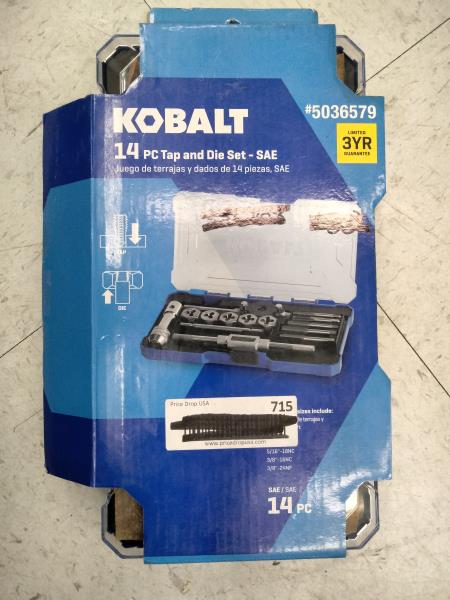 Kobalt 14 PC Tap and Die Set - SAE, #5036579 Retail $50.00