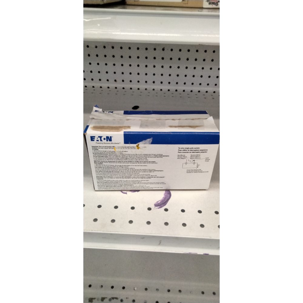 Eaton 7501W-10-LW Single Pole Decorator Switch White 15A 120V/277V