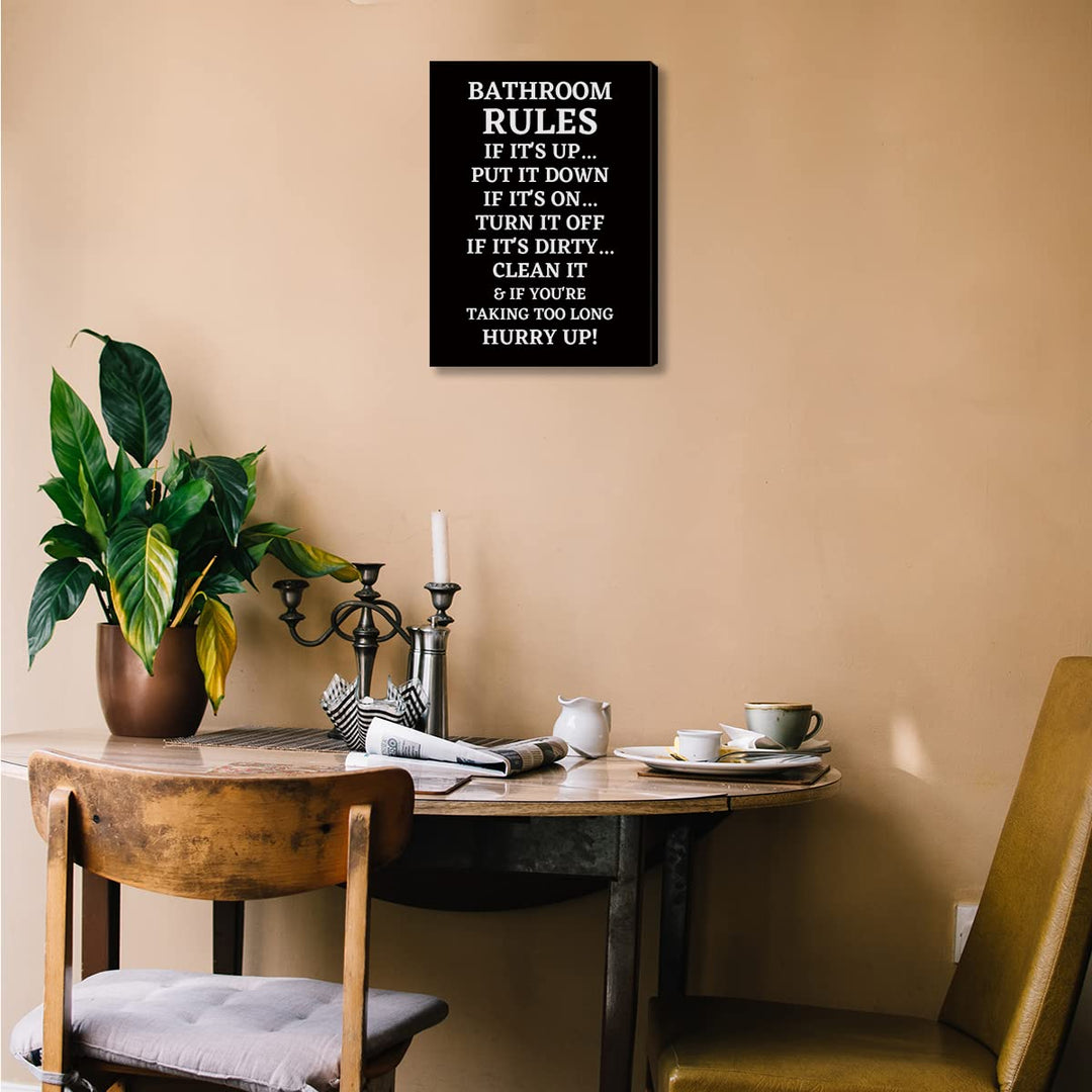 Funny Quote Bathroom Rules Canvas Wall Art Prints Rustic Farmhouse Bathroom Themed Art Decor for Office Home Bathroom Restroom Toilet,Housewarming Gifts,11Ã¢â‚¬Âx14Ã¢â‚¬ÂInch Paintings Art Decor(251)
