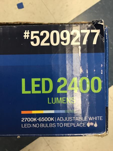 Project Source 17-in LED Flushmount Light - 2400 Lumens, Black Finish, White Plastic Lens Retail $50.00