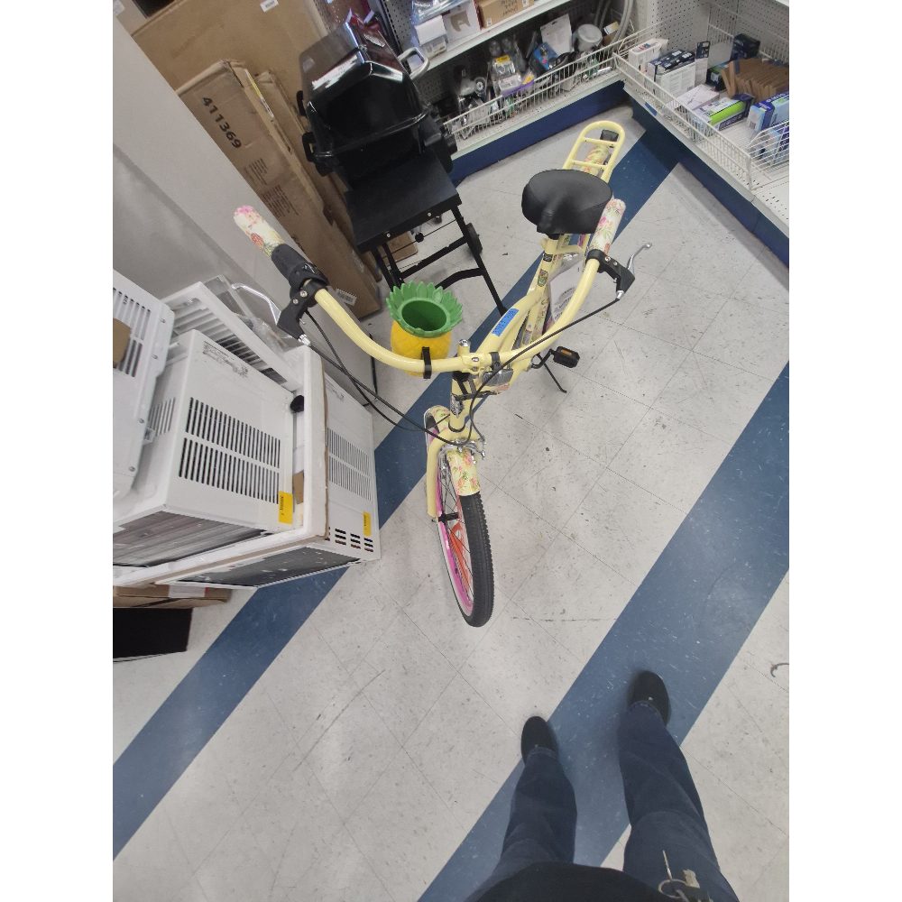 Unbranded Cruiser Bike - 26", Yellow, Floral Pattern, with Basket