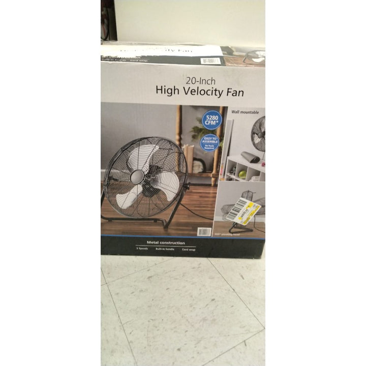Mainstays 20  3-Speed High Velocity Tiltable Black Steel Floor Fan