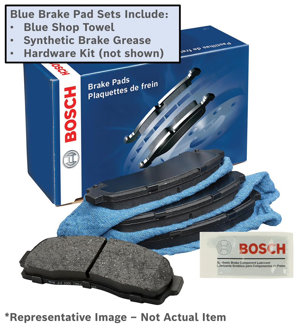 BOSCH BE866H Blue Ceramic Disc Brake Pad Set w/Hardware- Compatible with Select Chrysler 200; Dodge Avenger, Caliber, Stratus; Jeep Compass, Patriot; Mitsubishi Eclipse, Lancer, Outlander +More; FRONT