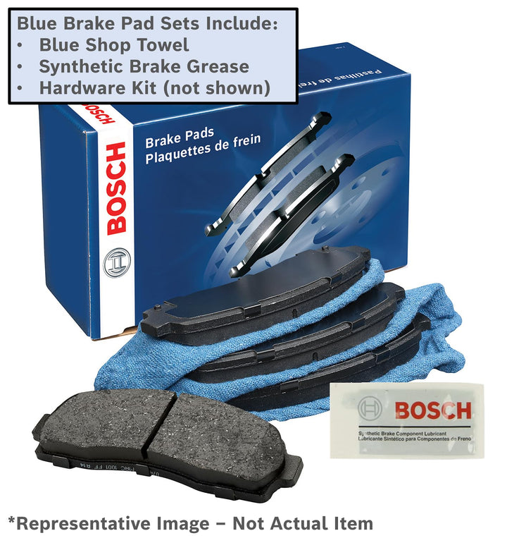 BOSCH BE866H Blue Ceramic Disc Brake Pad Set w/Hardware- Compatible with Select Chrysler 200; Dodge Avenger, Caliber, Stratus; Jeep Compass, Patriot; Mitsubishi Eclipse, Lancer, Outlander +More; FRONT