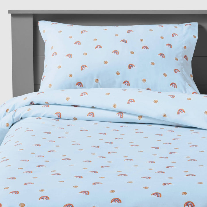 Twin Rainbow Microfiber Kids' Sheet Set Scatter Blue - Pillowfortâ„¢