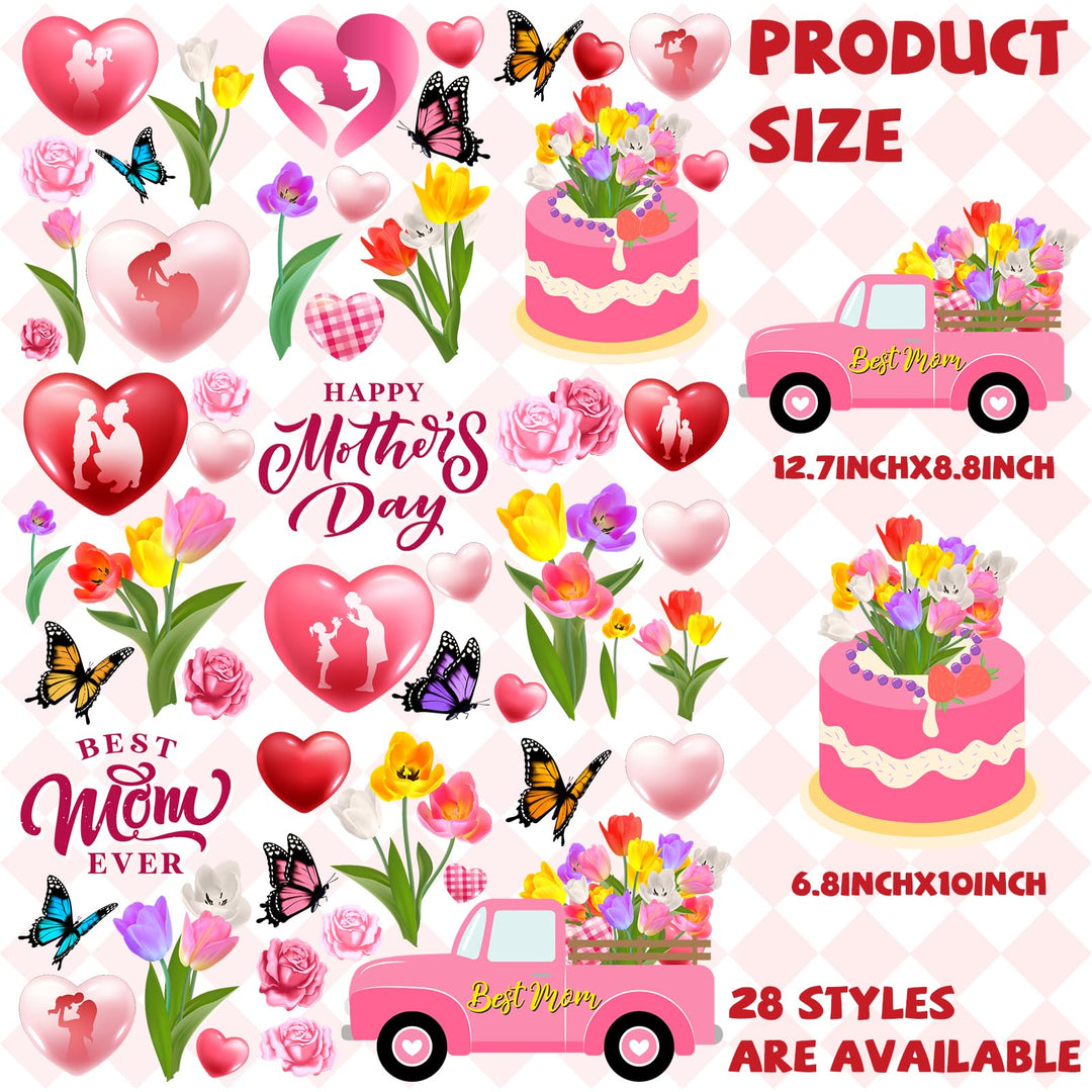 Lenyunge Happy Mother's Day Window Clings,Mother’s Day Decorations 9 Sheets Pink Mother’s Day Window Stickers Best Mom Ever Removal Window Decals for Mother’s Day Supplies Retail $12.00