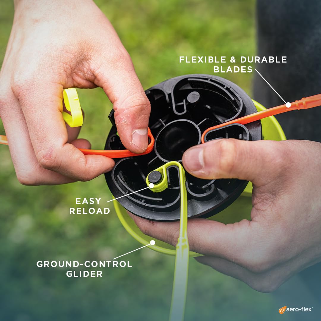 Aero-FlexÂ® Universal Replacement Trimmer Head - Four Flexible line Blades - Fast & Easy to Change Flexible Blades | Saves Time - No More Trimmer Line