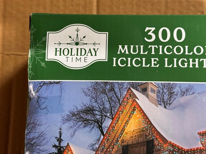 Holiday Time - 300 LED Multicolor Mini Icicle Lights White Wire 19 Ft Long TOTAL Retail $20.00