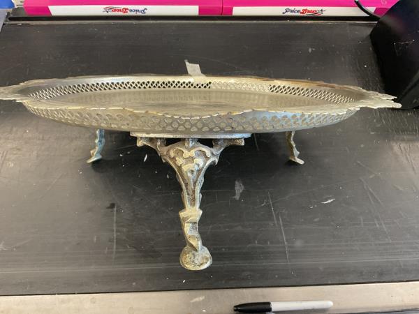 Antique Octagonal Silver-Plated Ice Bucket - Ornate Decorative Tray Retail $150.00
