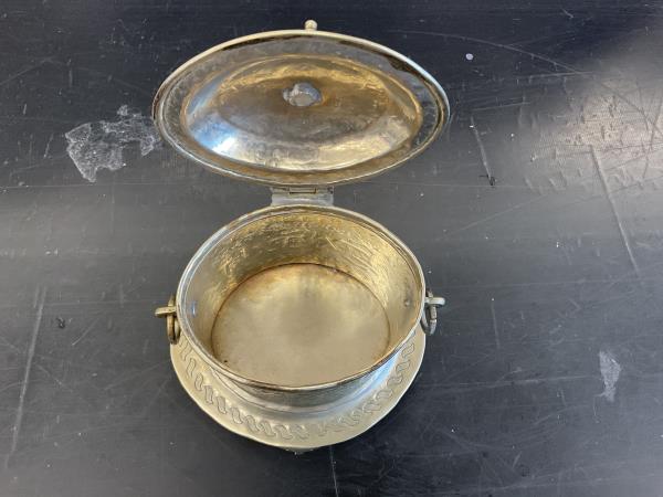 Vintage Brass Butter Dish with Lid and Tray - Ornate Engraved Design Retail $45.00