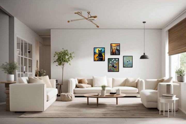 oulawote Funny Black Cat Wall Art Decor Famous Art Water Lily Cat Wall Art Picture Oil Paintings Cute Preppy Aesthetic Wall Art Decor for Bedroom Bathroom Living Room (Size: 11'' x 14''x1pcs)