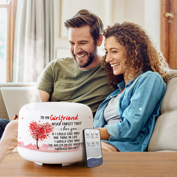 Valentines Day Gifts for Girlfriend, Girlfriend Gifts 500ml Aromatherapy Diffuser with Remote Control, 4 Timer Setting, 7 Color Setting, Auto Shut-Off, Gifts for Girlfriend on Valentines Day for Her