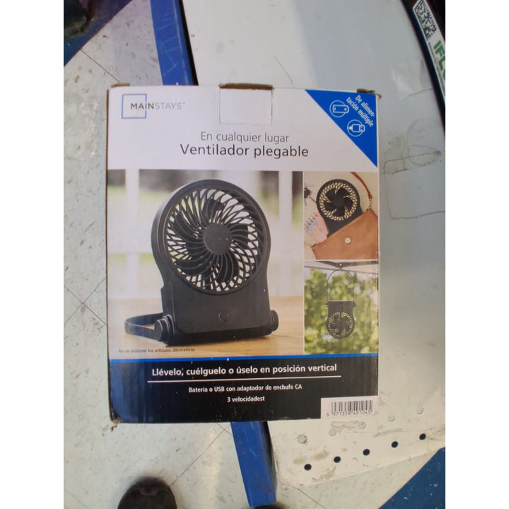 Mainstays New 4  on-the-Go Folding Personal Fan for Stroller  Car Seat  Treadmill  Black