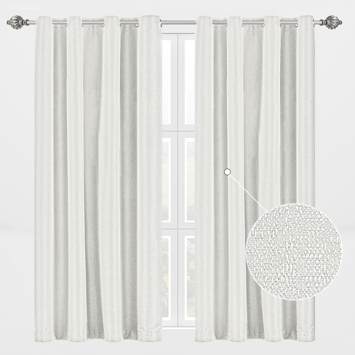 D E CURTAIN Blackout Curtains,Linen Curtains for Living Room or Bedroom 100% Absolutely Blackout,Back Coating Drapes for Quality Sleep and Privacy Protection,2 Panels Burg(Each 52 x 63 Inch,White)