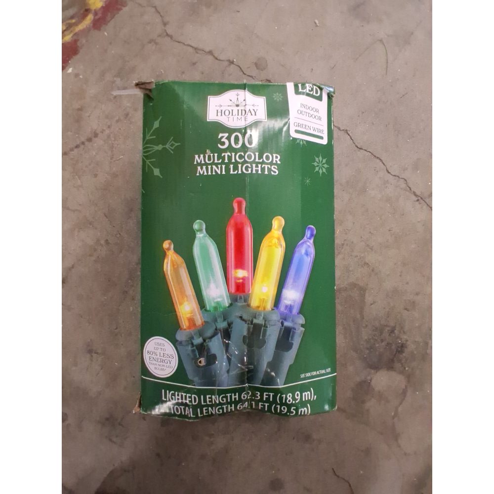 Holiday Time 300 Multicolor Mini Lights, LED, Indoor/Outdoor, Green Wire Retail $20.00