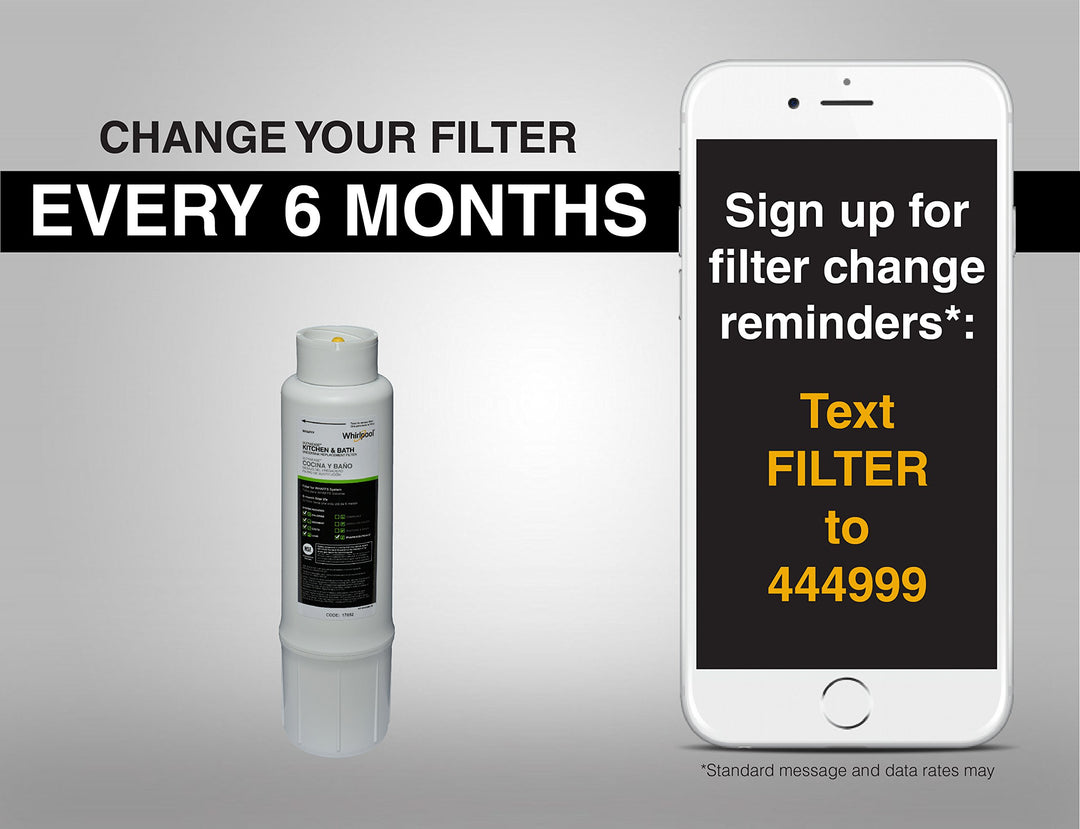 Whirlpool WHAFFS Sink Water Filtration System | Sleek Fit for Kitchen and Bathroom | Easy to Replace UltraEase Filter Cartridges, Blue