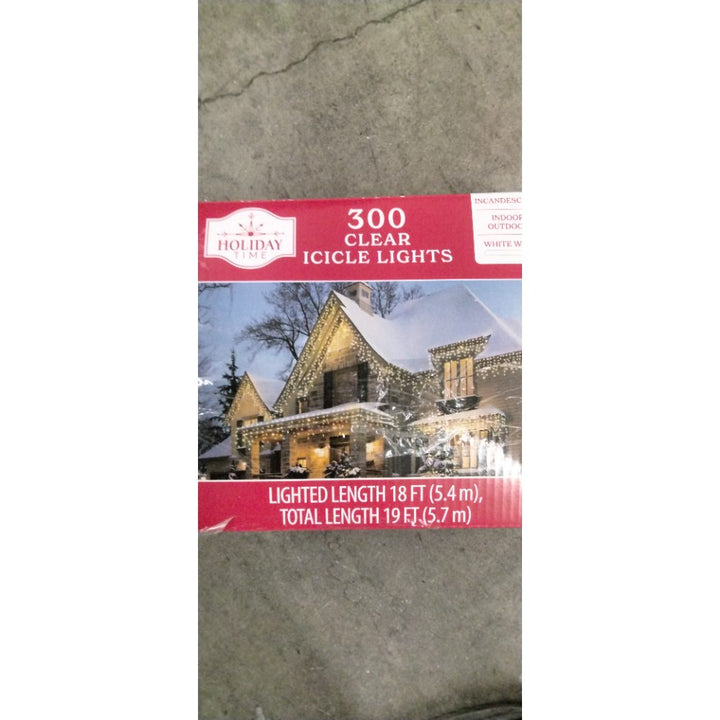 Holiday Time 300 Clear Icicle Lights - Indoor/Outdoor, White Wire Retail $20.00