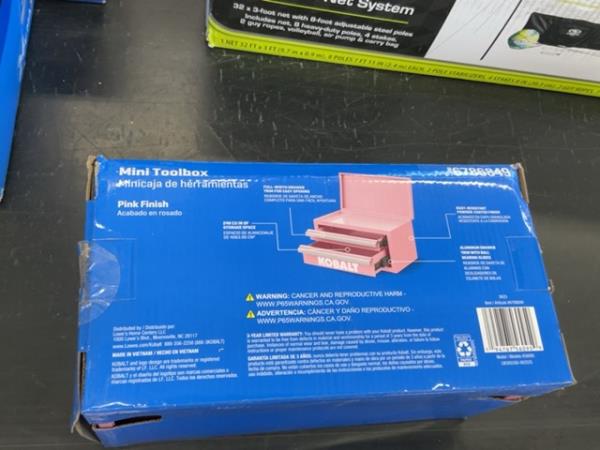 Kobalt Mini Toolbox - Pink Finish, Durable Powder-Coated Finish, Aluminum Trim, Ball Bearing Slides Retail $40.00
