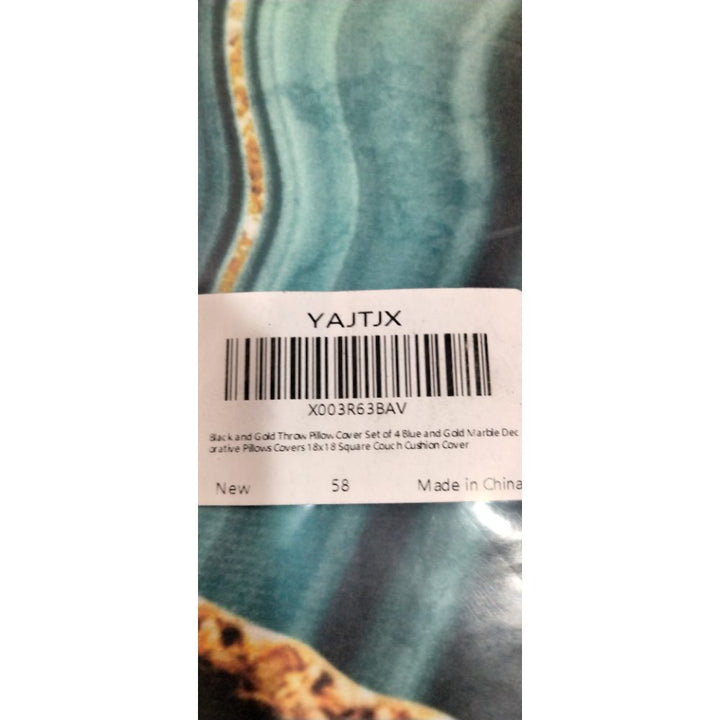 YAJTJX Marble Texture Sofa Throw Pillow Covers Blue Gray and Gold Decorative Pillow Covers 18x18 lnch Set of 4 Home Decor Living Room Sofa Couch Bed Cushion Cover Pillowcase Retail $26.00