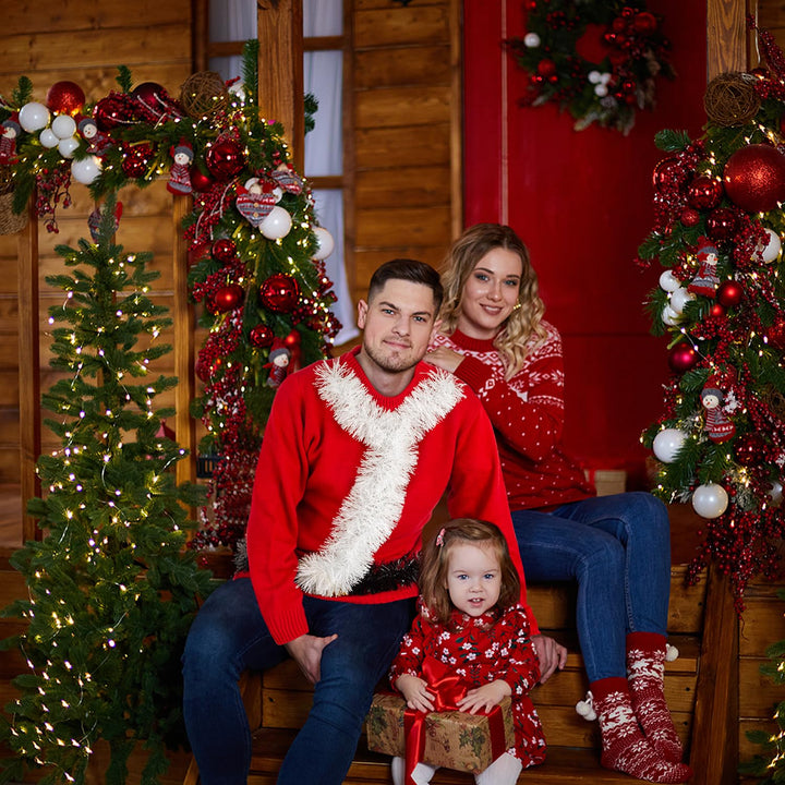 Men's Ugly Christmas Sweaters, Funny Novelty 3D Tinsel Santa Claus Knit Sweater for Adults, Traditional Crewneck Long Sleeve Pullover for Holiday Party Festive Decorations, Medium Red Retail $35.00