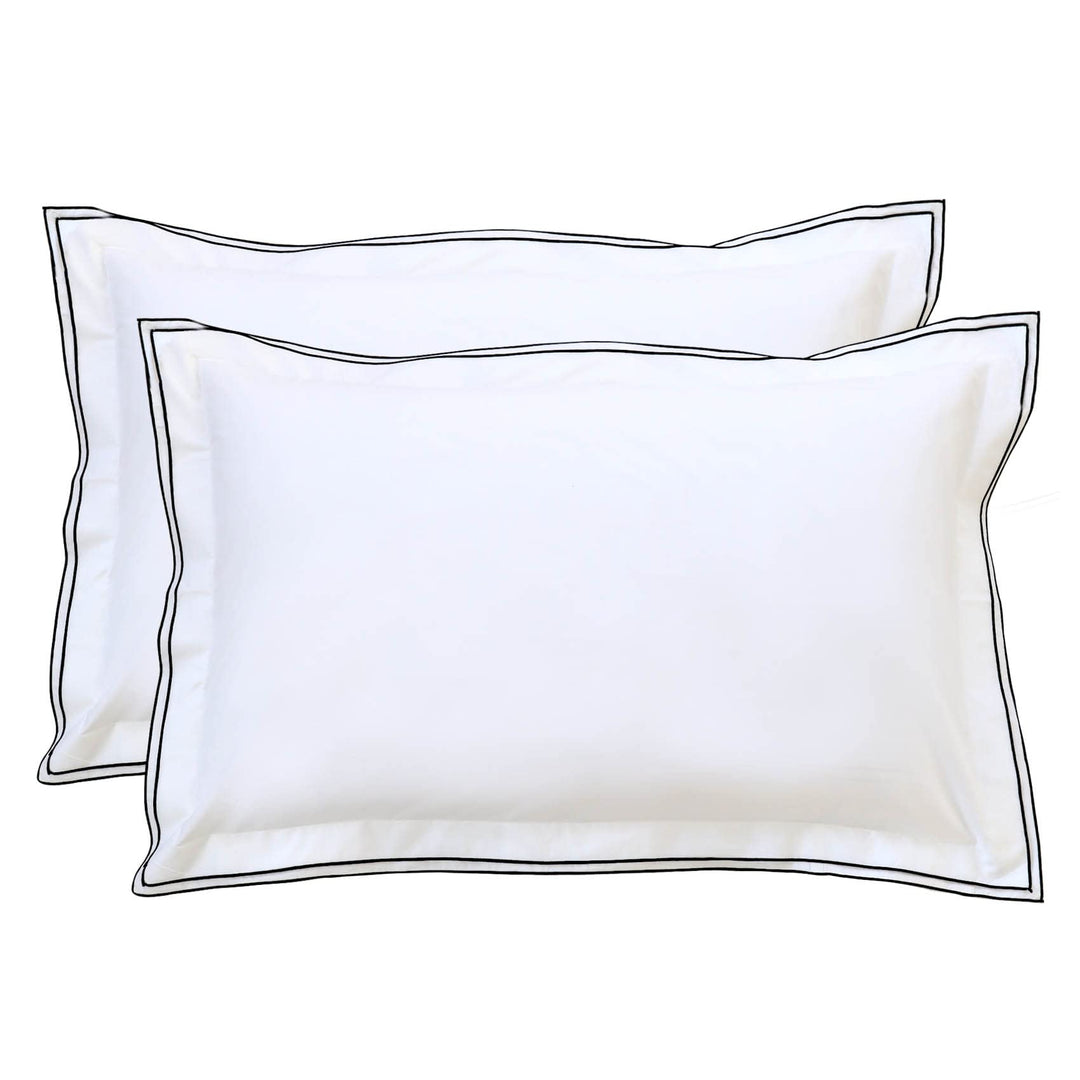Ranznaz Cotton King Size Pillow Shams Set of 2, 100% Cotton Embroidery Trims Pillowcases with Envelope Closure, Softer and Breathable Elegant Pillow Cover for Bedding, 20 x 36 Dark Grey